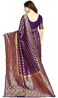 KEDARFAB Women's Banarasi Art Silk Saree With Blouse Piece (_Purple)-thumb1