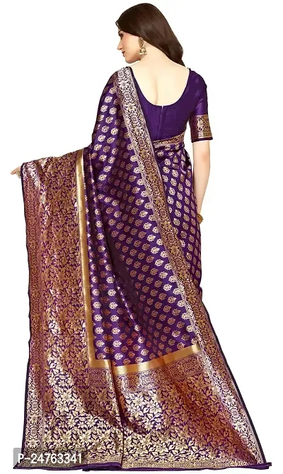 KEDARFAB Women's Banarasi Art Silk Saree With Blouse Piece (_Purple)-thumb2