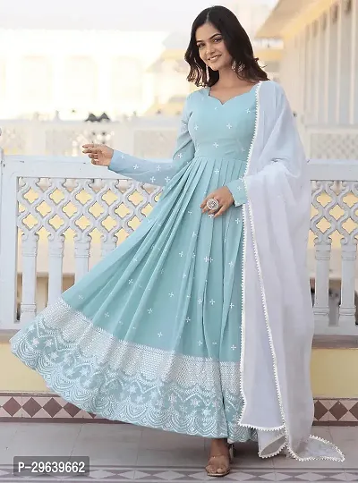 Trijal Fab Women Georgette Embroidery Anarkali Gown With Dupatta-thumb2