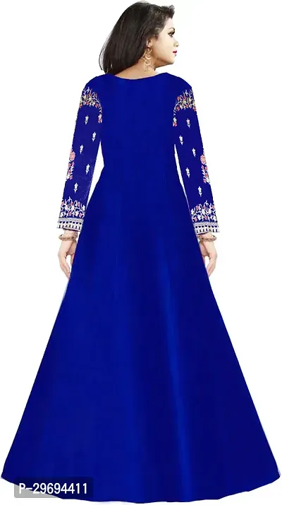 Trendy Embroidered Silk Blend Gown With Dupatta-thumb2