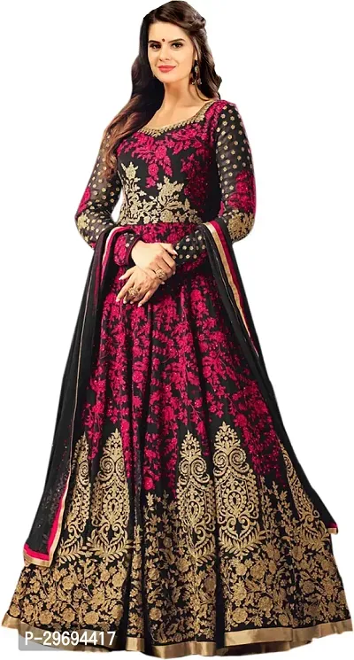 Trendy Embroidered Silk Blend Gown With Dupatta