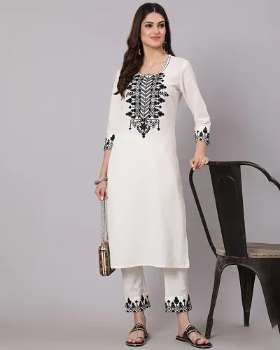 Embroidery Rayon Kurta Bottom Set For Women