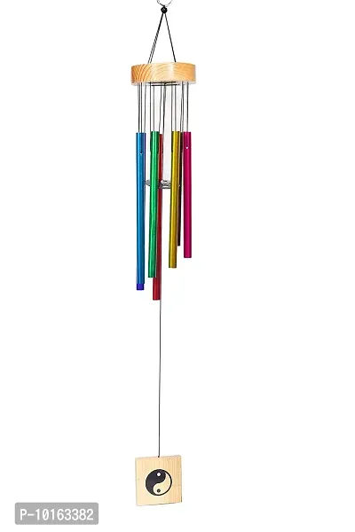 TIMESETL Wood Metal 7 Pipe Wind Chime 30 inch (Multicolor)