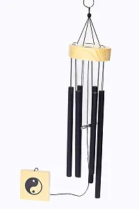 TIMESETL Wood Metal 7 Pipe Wind Chime 30 inch (Black)-thumb1