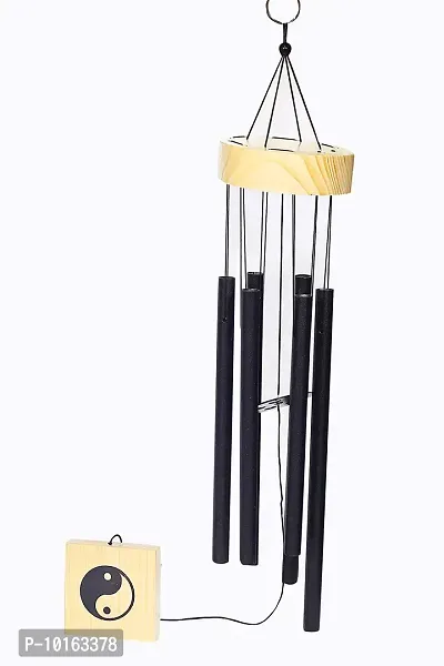 TIMESETL Wood Metal 7 Pipe Wind Chime 30 inch (Black)-thumb2