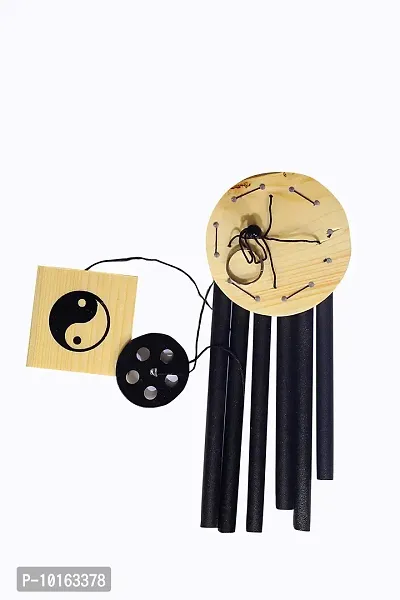 TIMESETL Wood Metal 7 Pipe Wind Chime 30 inch (Black)-thumb4