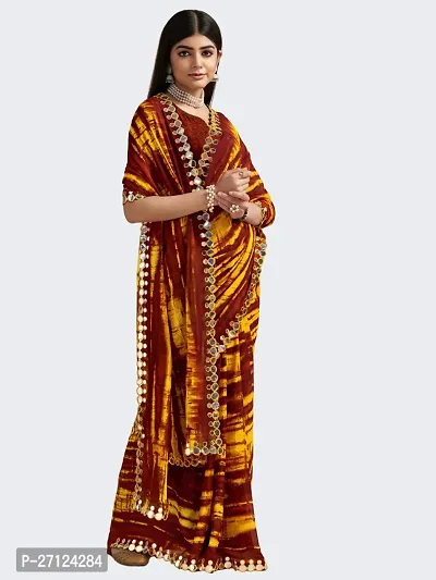 Stylish Georgette Multicoloured Printed Saree With Blouse Piece-thumb0