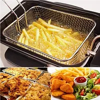 EVILLIVE Stainless Steel Fryer Basket Strainer , Potatoes Chips & Chicken Mini Square Fried Mesh Food Stainer Cooking Fryer Serving Kitchen Tools (Set of 1)-thumb1