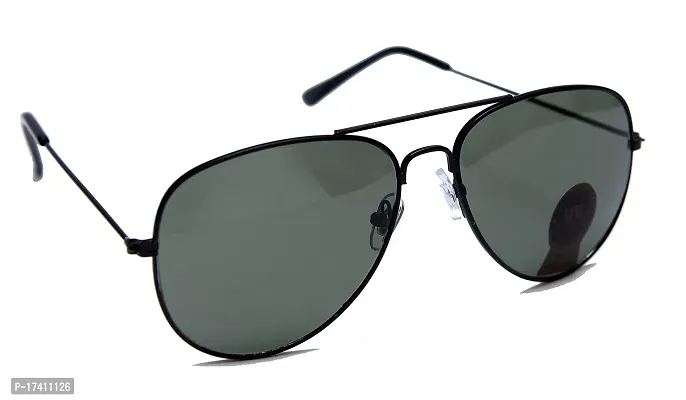 Arsh Enterprises Unisex Adult Aviator Sunglasses (Black Frame, Black Lens) (Medium) (Pack of 1)