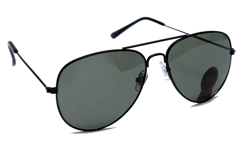 Arsh Enterprises Unisex Adult Aviator Sunglasses (Black Frame, Lens) (Medium) (Pack of 1)