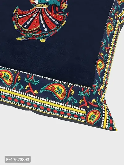 JaipurFabricreg; Applique Blue Rajasthani Dance Cushion Cover Set of 5 (16 x 16 Inch)-thumb3