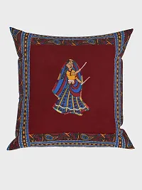 JaipurFabricreg; Applique Maroon Dandiya Cushion Cover Set of 5 (16 x 16 Inch)-thumb1