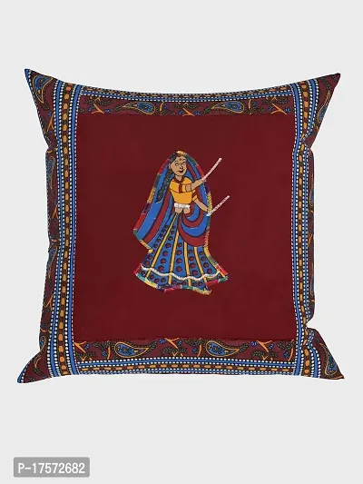 JaipurFabricreg; Applique Maroon Dandiya Cushion Cover Set of 5 (16 x 16 Inch)-thumb2