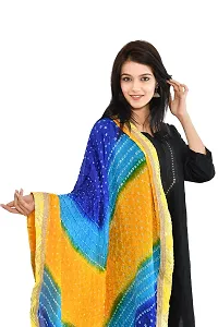 JaipurFabric Women's Magji Border Multi color Art silk jaipuri Rajasthani Bandhni Bandhej Multi-Colored Heavy Dupatta Chunni Traditional Royal-thumb4