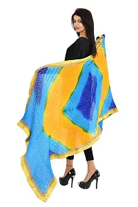 JaipurFabric Women's Magji Border Multi color Art silk jaipuri Rajasthani Bandhni Bandhej Multi-Colored Heavy Dupatta Chunni Traditional Royal-thumb2