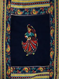 JaipurFabricreg; Applique Blue Rajasthani Dance Cushion Cover Set of 5 (16 x 16 Inch)-thumb3