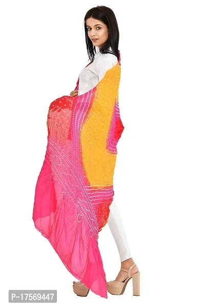 JaipurFabric Women's Floral Chiffon Dupatta (DPT026_Pink  Yellow_250*90 Cm)-thumb4