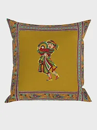 JaipurFabric? Applique Mehandi Green Chang Dance Cushion Cover Set of 5 (16 x 16 Inch)-thumb1