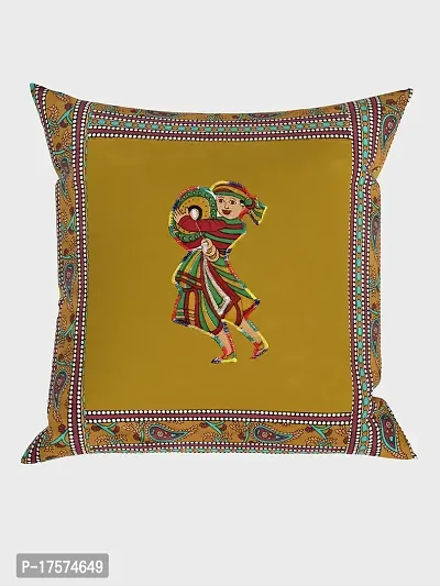 JaipurFabric? Applique Mehandi Green Chang Dance Cushion Cover Set of 5 (16 x 16 Inch)-thumb2