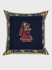 JaipurFabric? Applique Blue Dandiya Cushion Cover Set of 5 (16 x 16 Inch)-thumb1