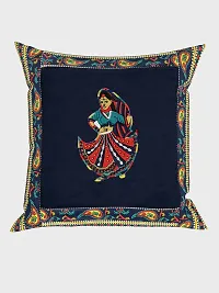 JaipurFabricreg; Applique Blue Rajasthani Dance Cushion Cover Set of 5 (16 x 16 Inch)-thumb1