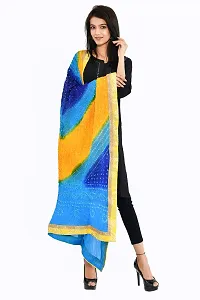 JaipurFabric Women's Magji Border Multi color Art silk jaipuri Rajasthani Bandhni Bandhej Multi-Colored Heavy Dupatta Chunni Traditional Royal-thumb1