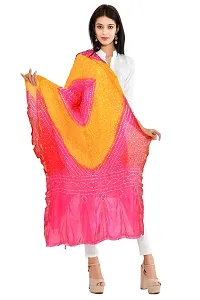 JaipurFabric Women's Floral Chiffon Dupatta (DPT026_Pink  Yellow_250*90 Cm)-thumb1