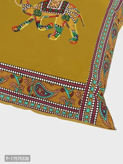 JaipurFabric? Applique Mehandi Green Camel Cushion Cover Set of 5 (16 x 16 Inch)-thumb3