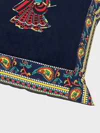 JaipurFabric? Applique Blue Dandiya Cushion Cover Set of 5 (16 x 16 Inch)-thumb2