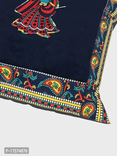 JaipurFabric? Applique Blue Dandiya Cushion Cover Set of 5 (16 x 16 Inch)-thumb3