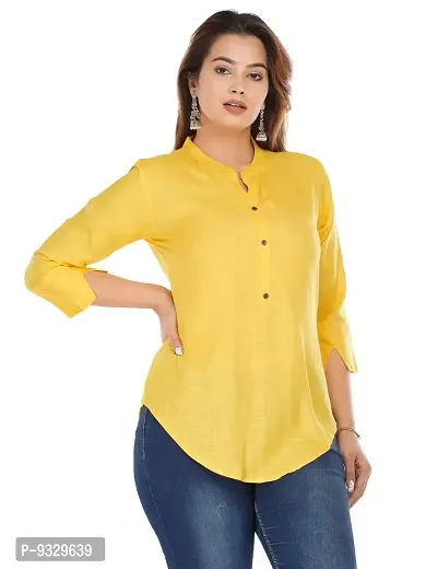 Nitya Trendz Causal Round Neck Womens Rayon Trending Top_Yellow_XS-thumb1