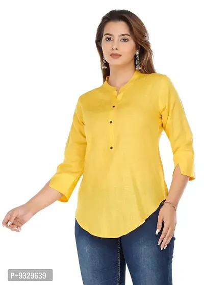 Nitya Trendz Causal Round Neck Womens Rayon Trending Top_Yellow_XS-thumb3