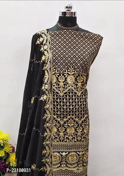 Elegant  Georgette Aari Work Dress Material with Dupatta For Women