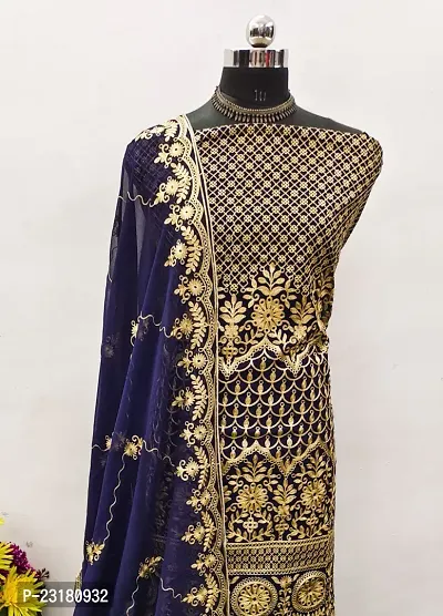 Elegant  Georgette Aari Work Dress Material with Dupatta For Women