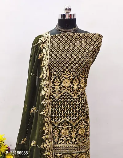 Elegant  Georgette Aari Work Dress Material with Dupatta For Women-thumb0