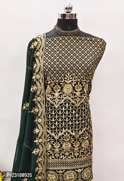 Elegant  Georgette Aari Work Dress Material with Dupatta For Women