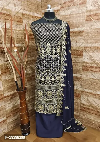 Elegant Aari Work Dress Material With Dupatta For Women