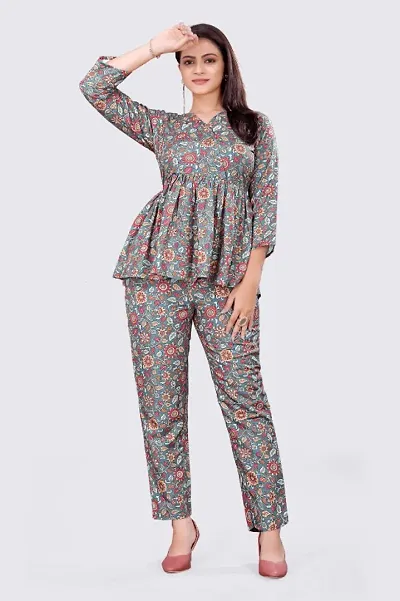 Classic Viscose Rayon Printed Co-ord Sets for Women
