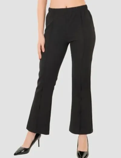 Elegant Blend Solid Trousers For Girls