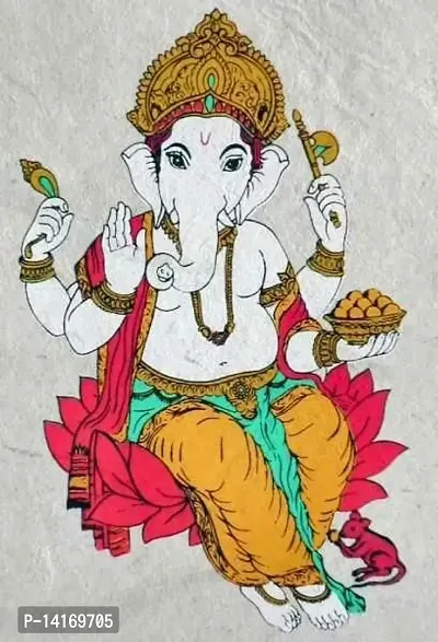 APM Ganpati Wall Sticker/Ganpati Bappa Fully Waterproof Vinyl Sticker self Adhesive for Living Room, Bedroom, Office, Kids Room 12X18 inches (GD24)-thumb0