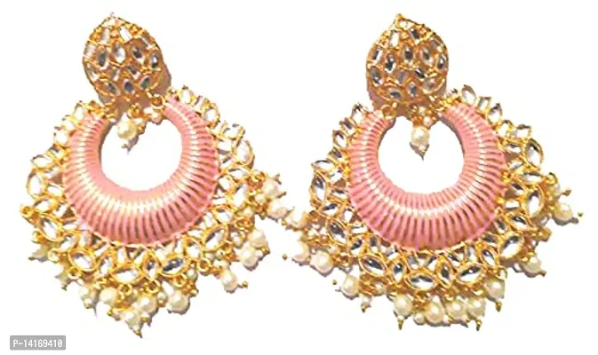 APM GOLDEN MULTICOLOUR FANCY EARINGS FREE SIZE FOR GIRL/WOMEN (PINK)-thumb0