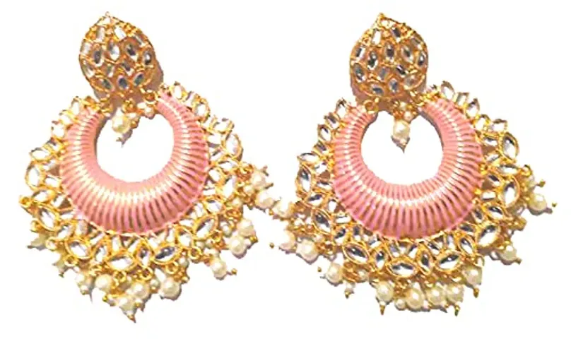 APM FANCY EARINGS FREE SIZE FOR GIRL/WOMEN (PINK)