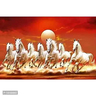 APM VASTU Seven Running Horses Wall Sticker Fully Waterproof Vinyl Sticker self Adhesive for Living Room, Bedroom, Office, Kids Room 12X18 inches (PPC9) (H6)