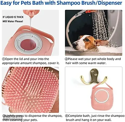 Dog Bath Brush Pet Shampoo Brush Soft Silicone Pet Brush for Dogs Pet Massage Brush with Shampoo Dispenser Dog Grooming Brush with Loop Handle for Short Haired Dogs Cats-thumb4