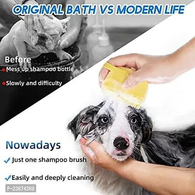 Dog Bath Brush Pet Shampoo Brush Soft Silicone Pet Brush for Dogs Pet Massage Brush with Shampoo Dispenser Dog Grooming Brush with Loop Handle for Short Haired Dogs Cats-thumb2