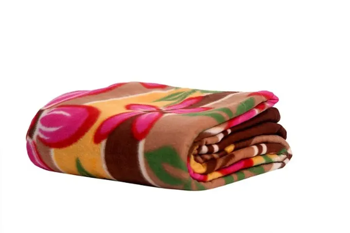 Single Bed Printed A/C Fleece Blanket (1Pc, Design May Vary)