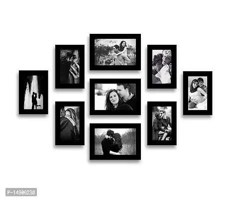 Stuthi Arts Wood MDF Photo Frame With Glass (Black,9 Photos)