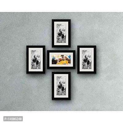Stuthi Arts Photo Frame Set Size 6x8 Black Chief 5 Pcs (Photo Size 5x7 inches 5 Units. ( Hanging  Papper Mount) (Black)