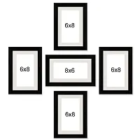 Stuthi Arts Photo Frame Set Size 6x8 Black Chief 5 Pcs (Photo Size 5x7 inches 5 Units. ( Hanging  Papper Mount) (Black)-thumb1