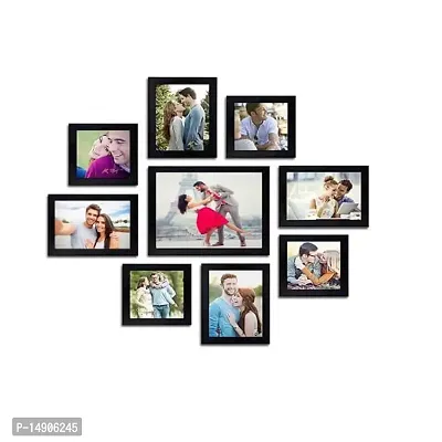 Stuthi Arts Wall Wood MDF Photo Frame With Glass (Black,9 Photos)